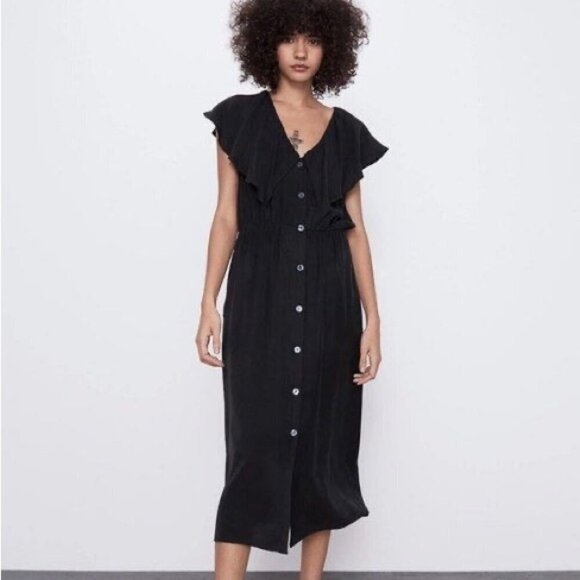 Zara Fillsens Sleeveless V-Neck Button Down Midi Dress size XS - Picture 1 of 10